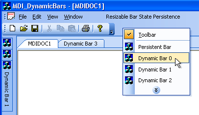 MFC Prof-UIS Dynamic Control Bar: Control bar list